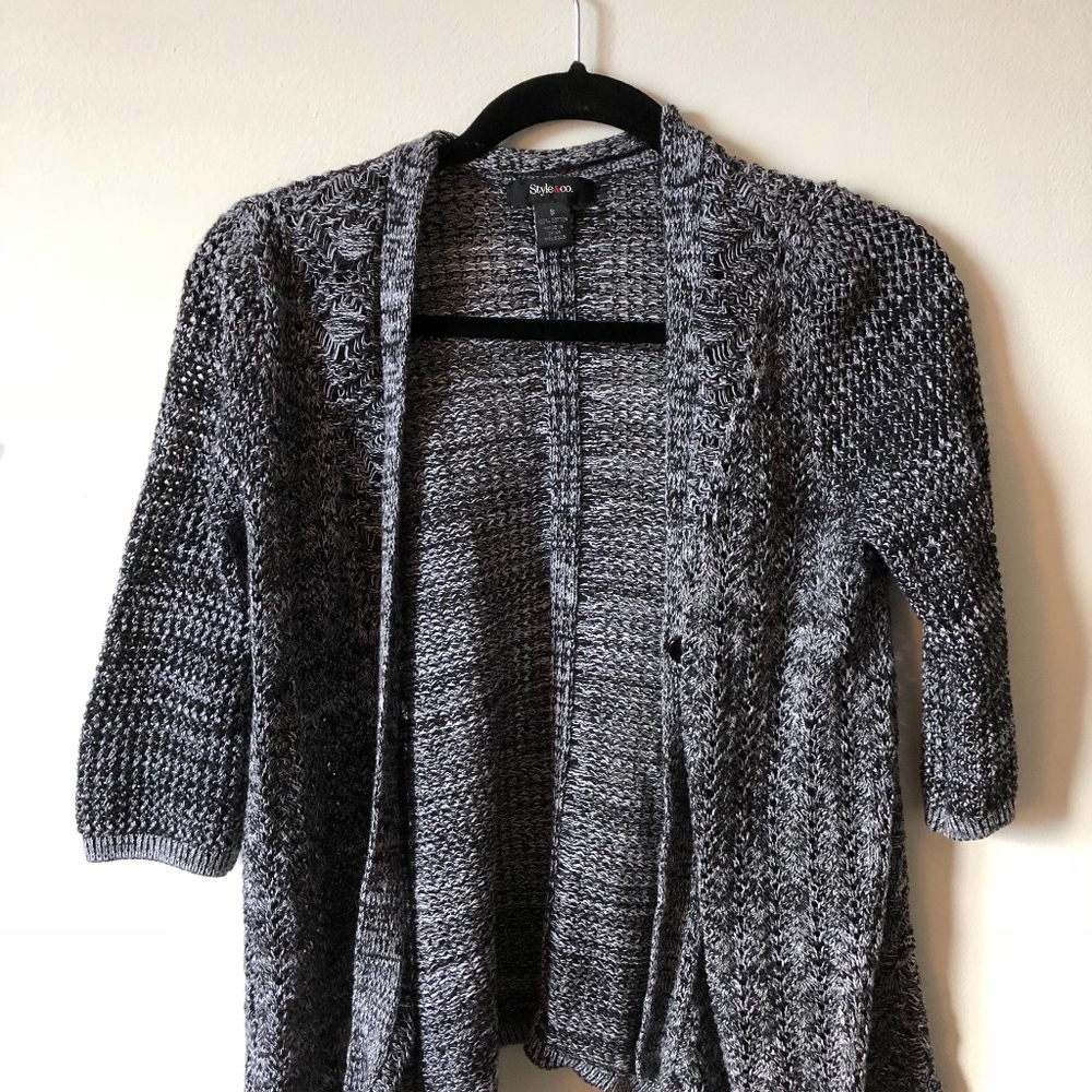 Loose knit black and white sweater